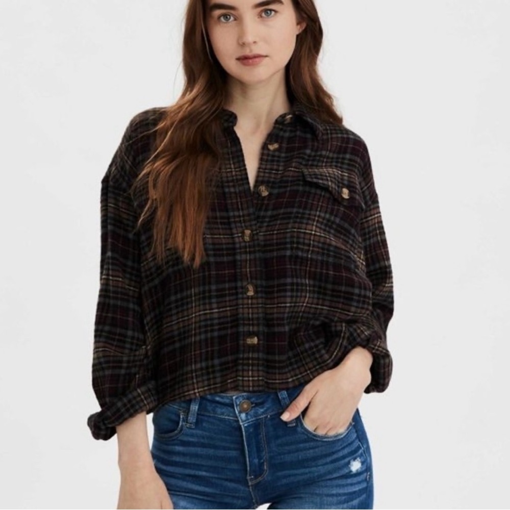 American Eagle Outfitters Women's Cropped Flannel Size Medium NWOT